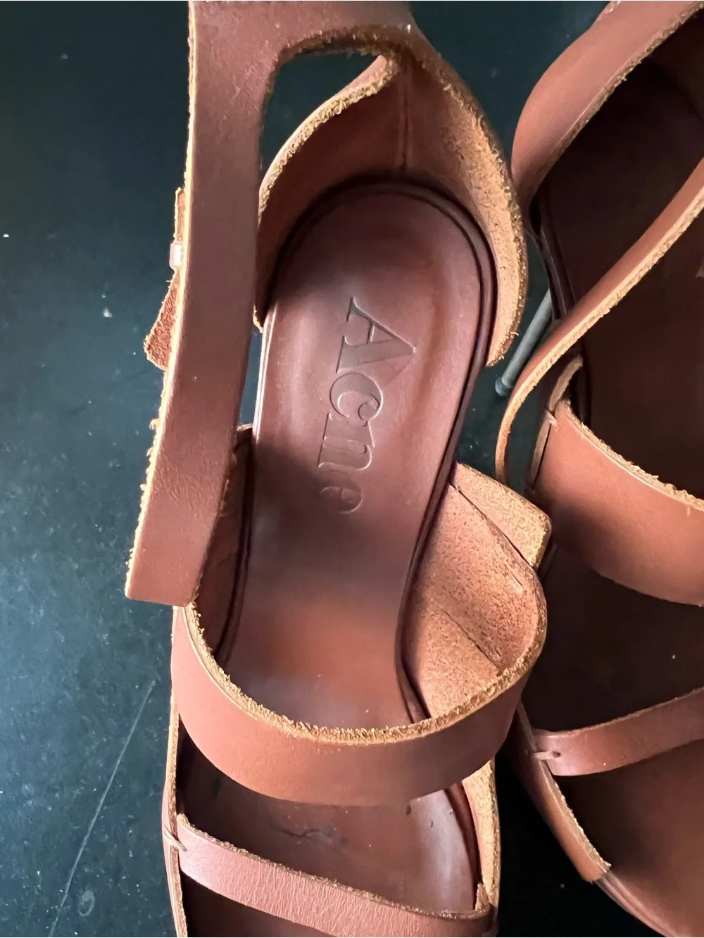 Acne Brown Leather Platform Stiletto Sandals